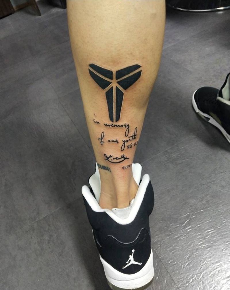 纪念科比纹身图片_腿部图腾欧美写实纹身图案