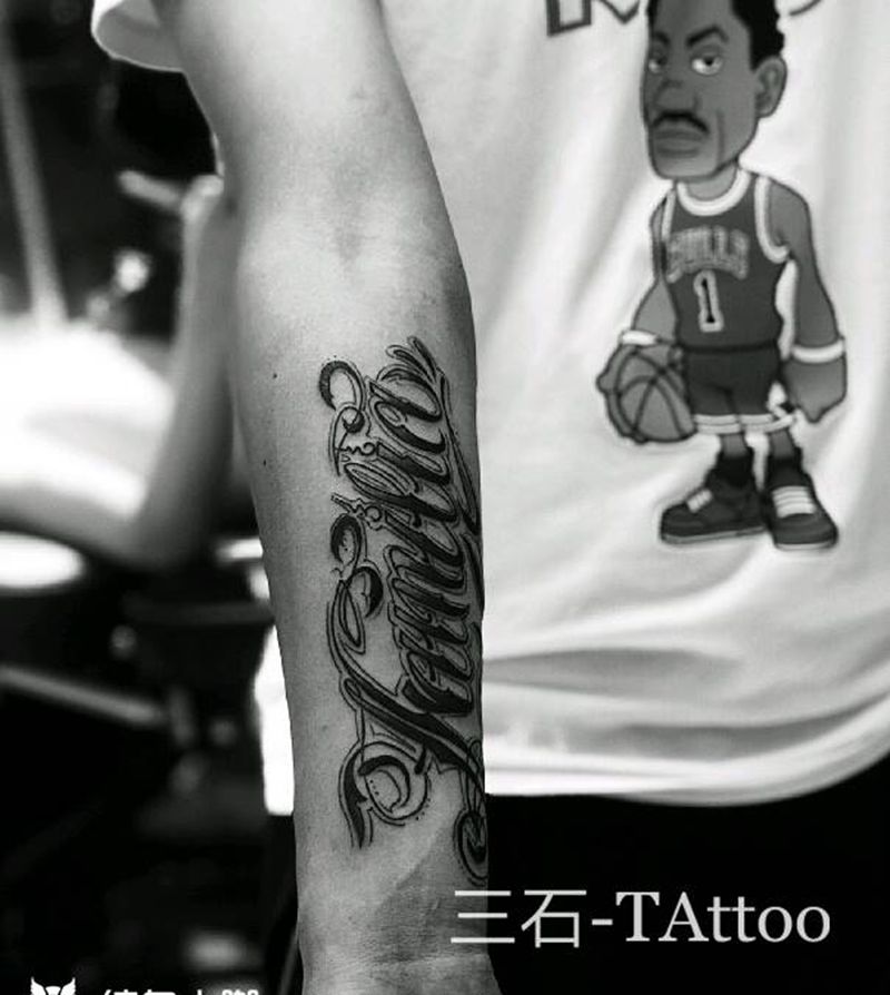 小臂花体纹身图片_花体字纹身图案