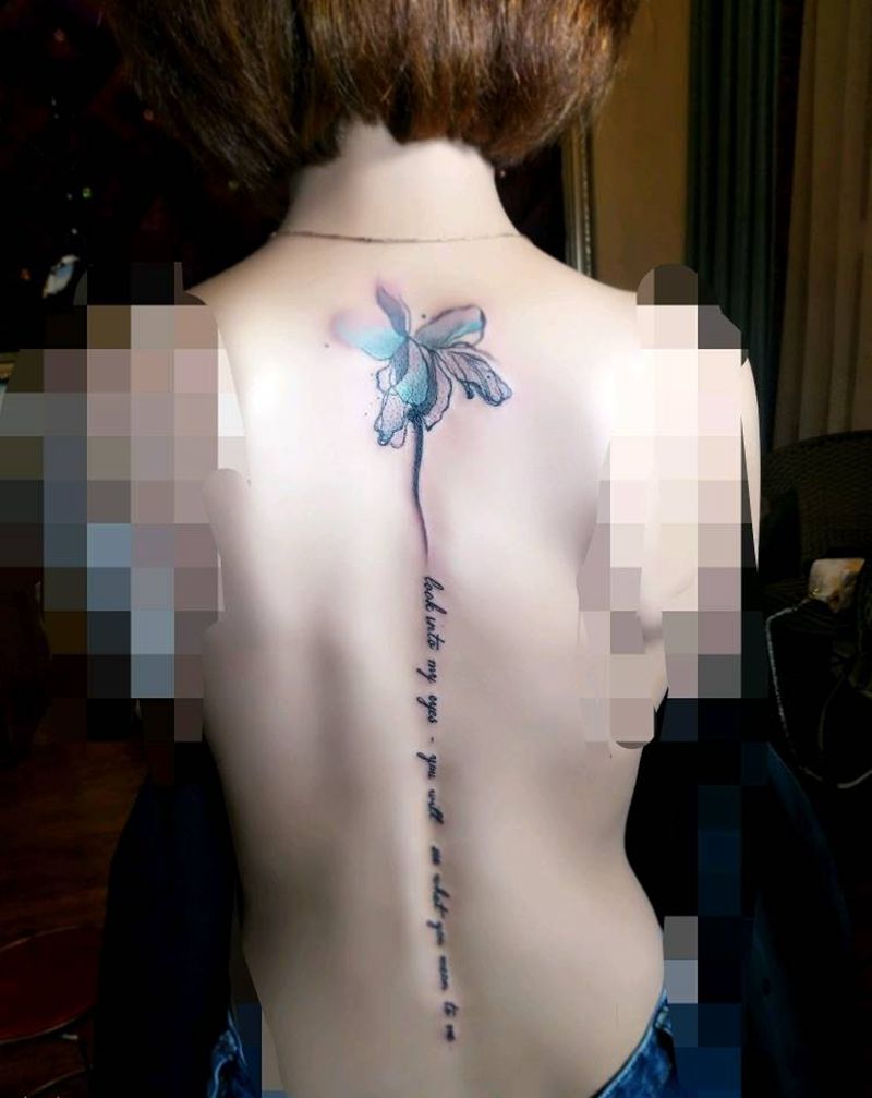 小清新纹身图片_背部清新植物昆明云南纹人墨刻修改遮盖成品纹身图案