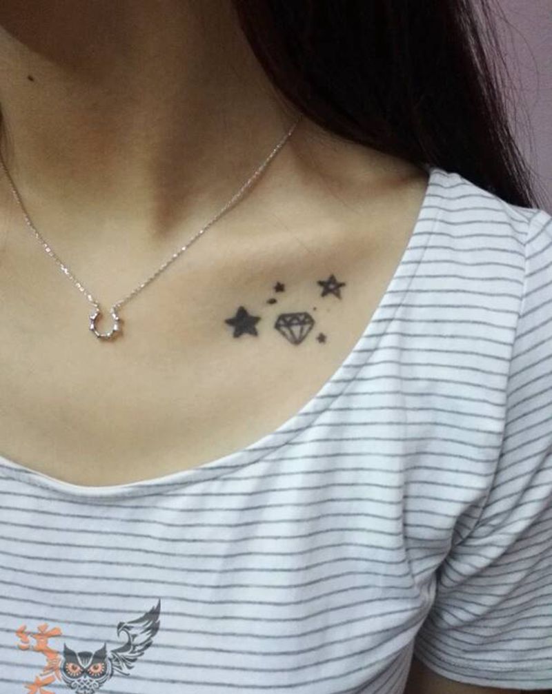 遮盖小图纹身图片_肩部清新植物原创纹身图案