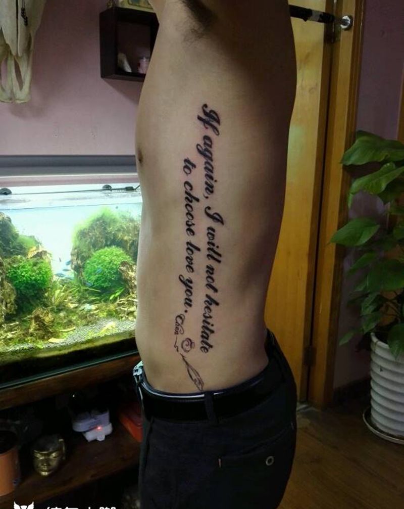 英文记录爱情纹身图片_腰部欧美字符原创成品纹身图案