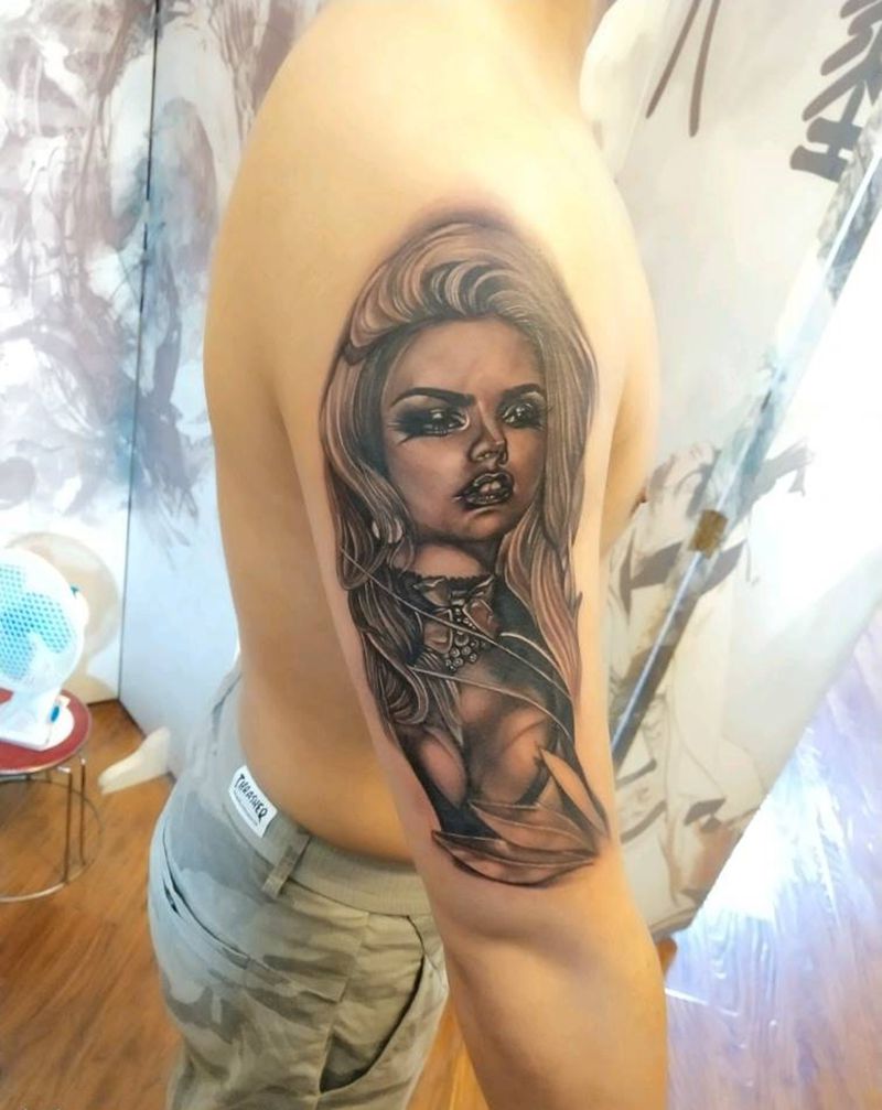 女纹身图片_手臂欧美写实人物写实纹身图案