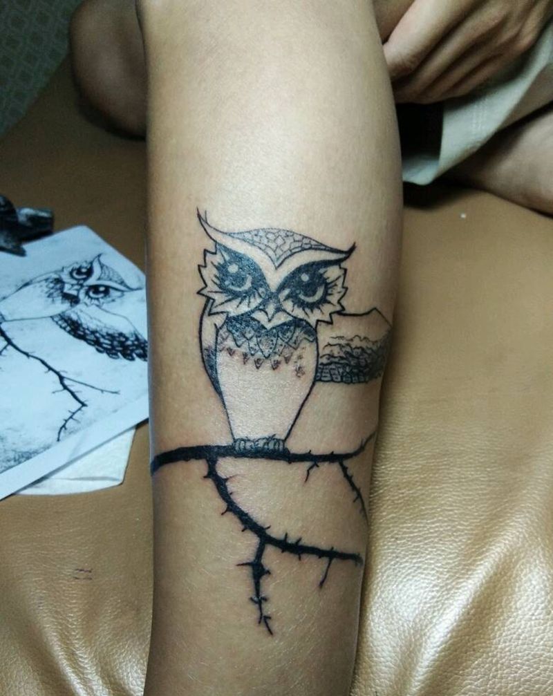 猫头鹰与兔纹身图片