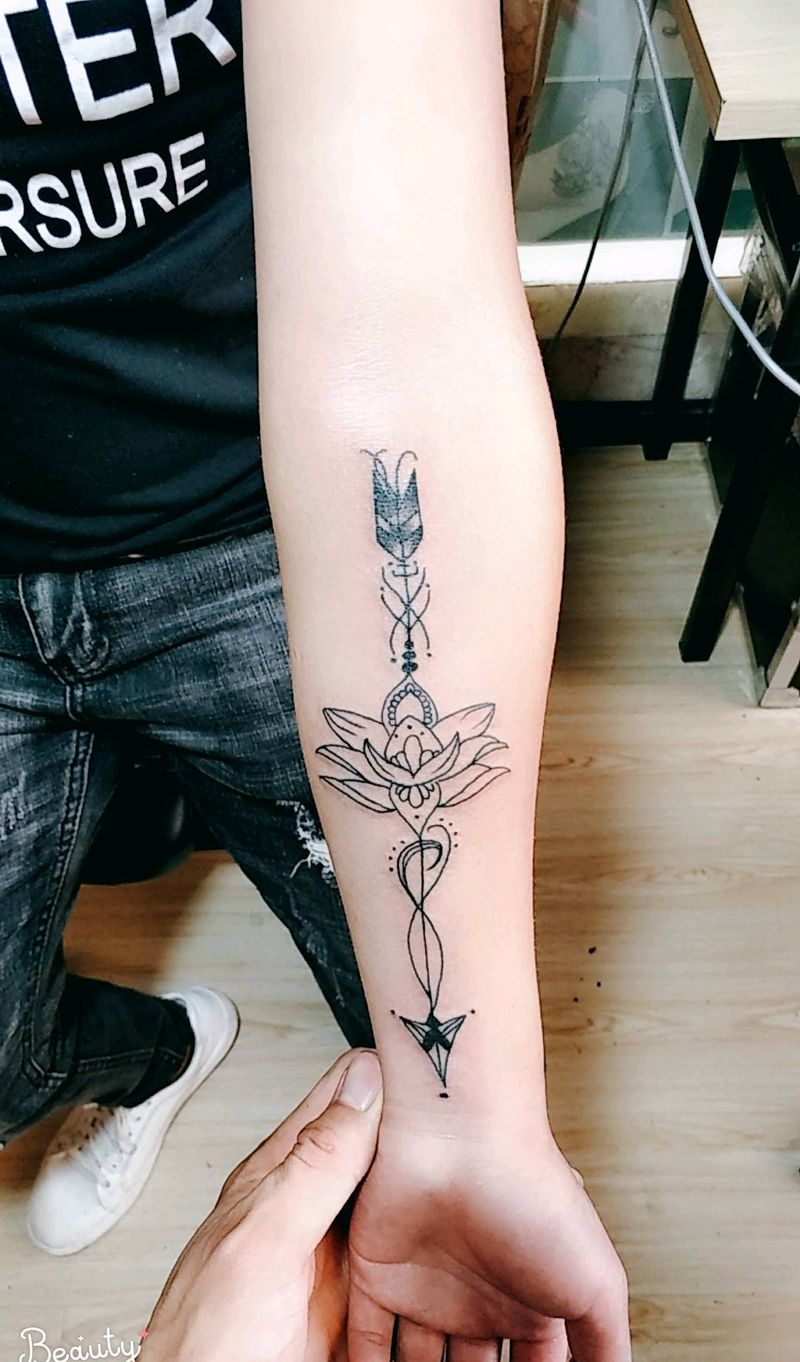 小清新纹身图片_手臂老传统几何纹身图案