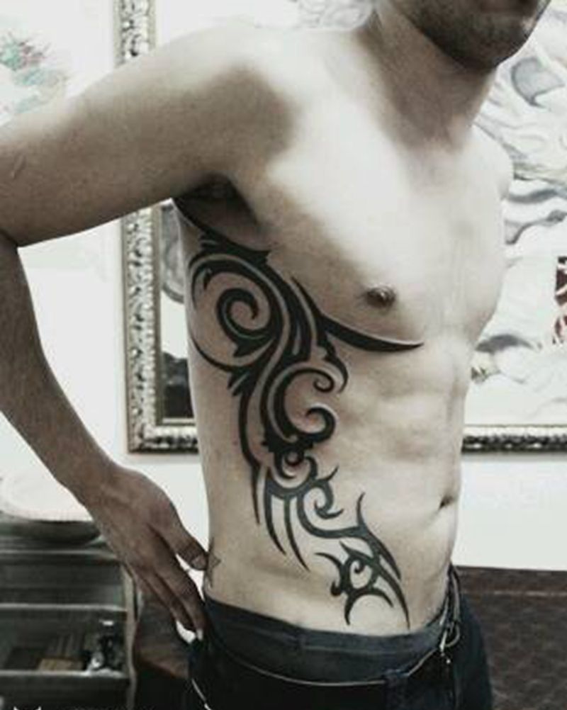 图腾纹身图片_腹部腰部欧美图腾原创成品纹身图案