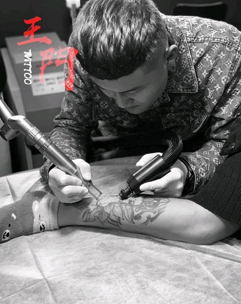 皮秒洗纹身纹身图片_腿部新传统纹身图案