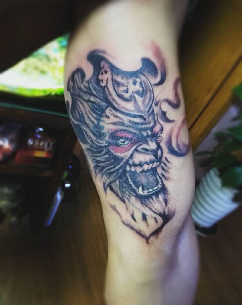 大圣纹身图片_手臂传统鬼神成品纹身图案