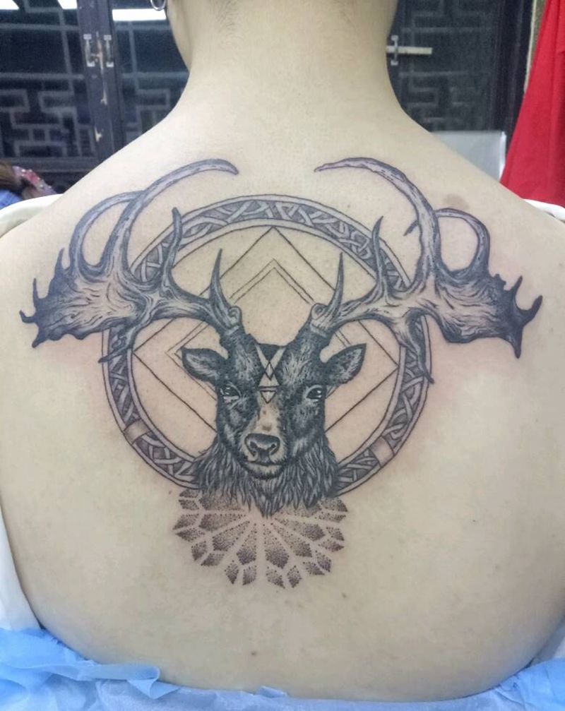 鹿头！纹身图片