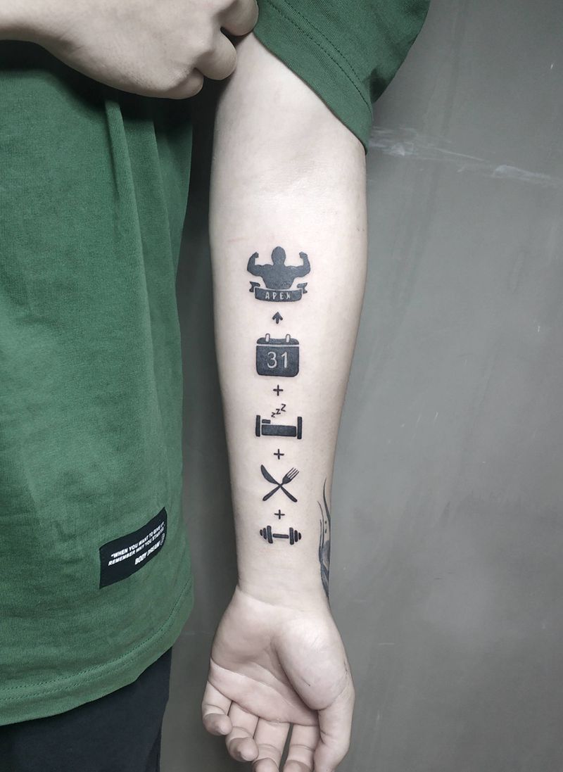 健康生活纹身图片_手臂清新纹身图案