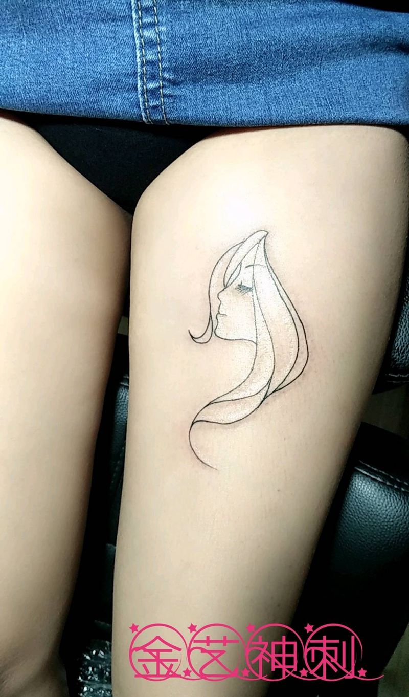 美女 护士 第一次纹身纹身图片_腿部清新人物原创成品纹身图案