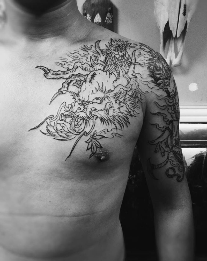 明王半胛纹身图片_肩部胸部传统鬼神成品纹身图案