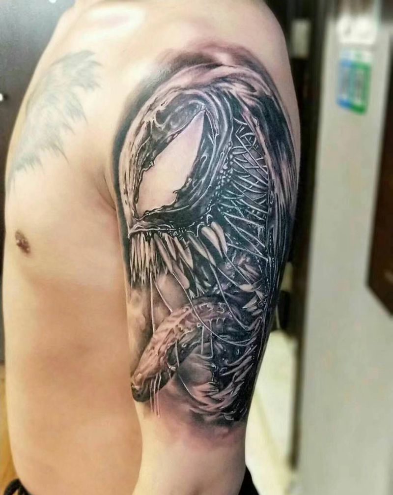 毒液纹身图片_欧美写实纹身图案