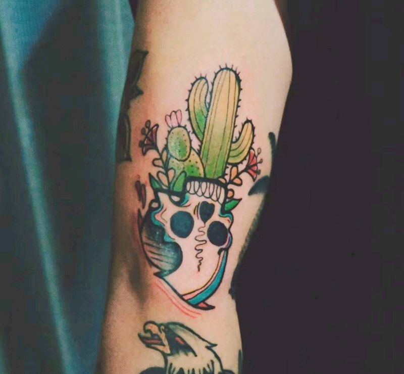 old school仙人掌纹身图片_腿部手部Old School纹身图案