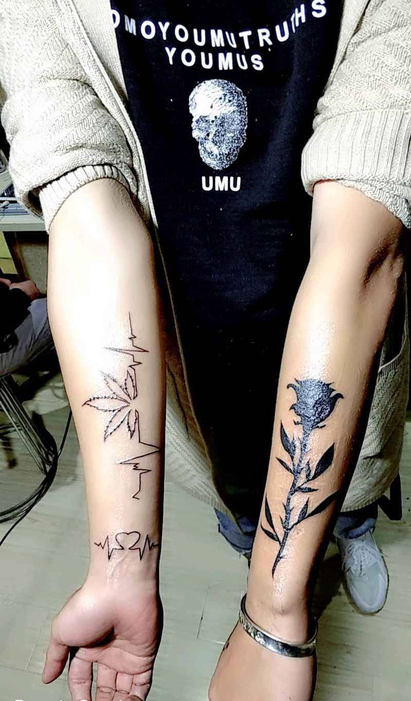 玫瑰 遮盖 疤痕纹身图片_手臂新传统图腾纹身图案