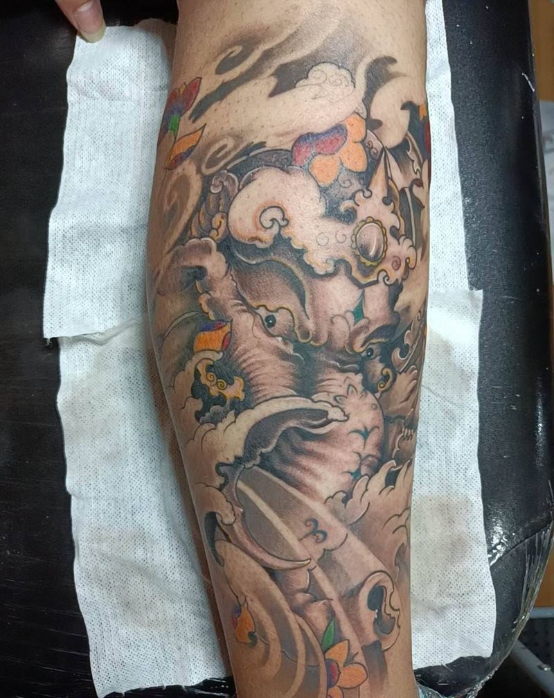象神纹身图片_新传统纹身图案