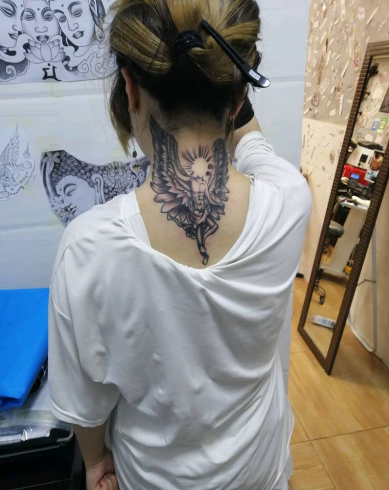 权志龙同款纹身图片_颈部纹身图案