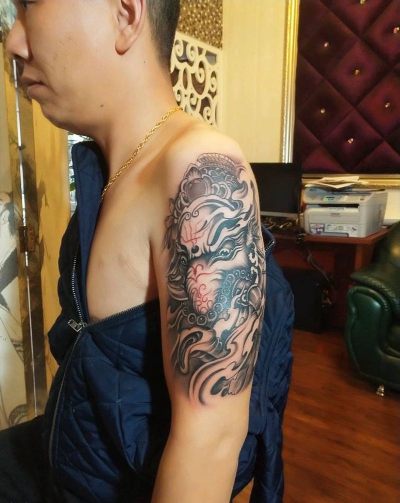 象神纹身图片_手臂老传统纹身图案