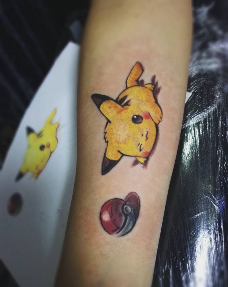 皮卡丘纹身图片_手臂欧美原创成品纹身图案