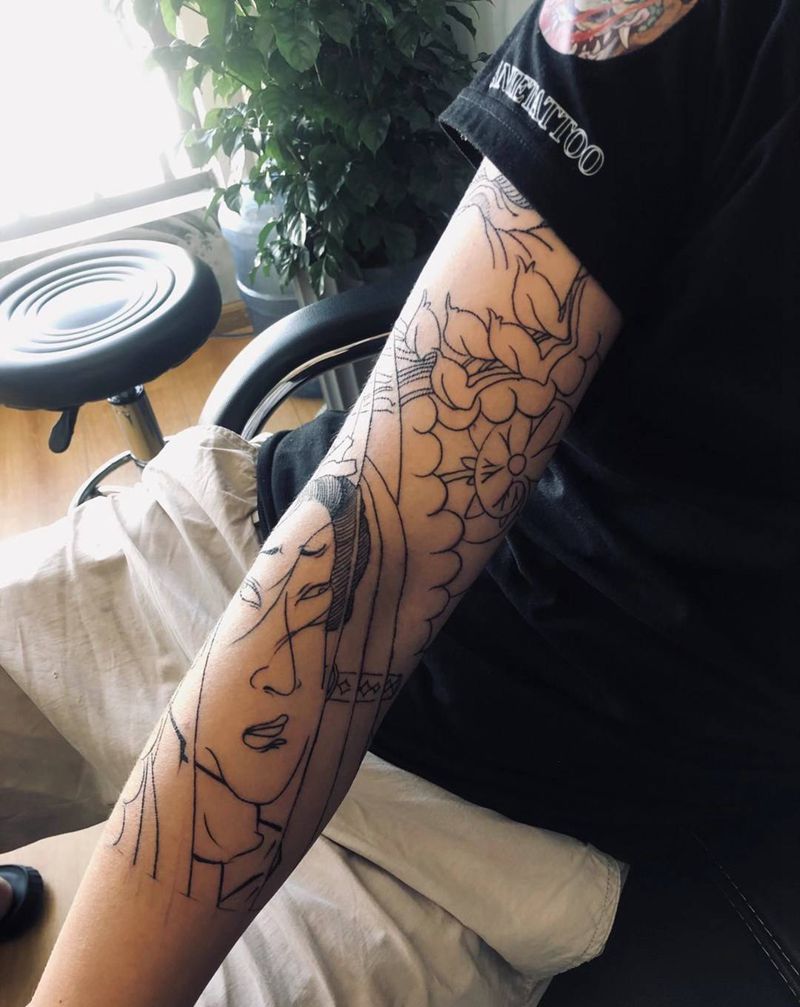 老传统-七分臂纹身图片_手臂老传统纹身图案