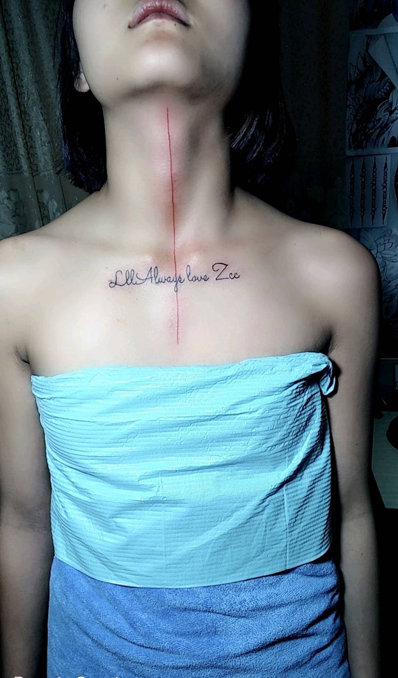 线纹身图片_胸部点刺纹身图案