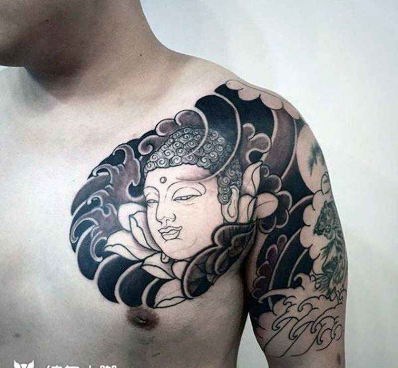 老传统风格，待继，艺海刺青纹身图片_肩部纹身图案