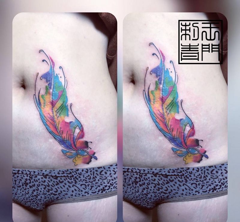 遮盖疤痕纹身图片