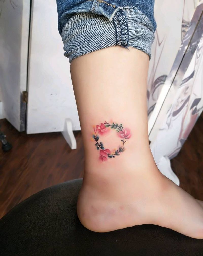 小清新纹身图片_脚部清新植物昆明云南纹人墨刻成品纹身图案