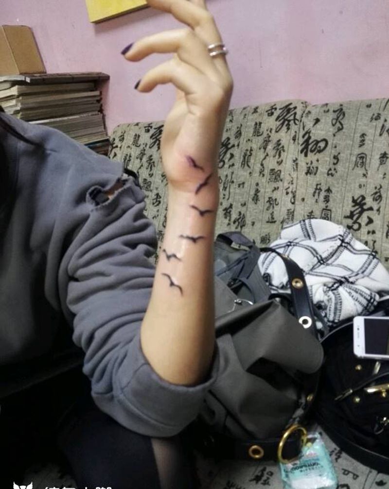 seagulls纹身图片_手臂清新原创成品纹身图案