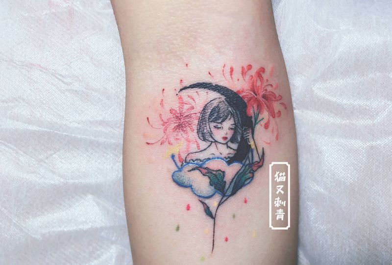 定制图纹身图片_手臂水彩纹身图案