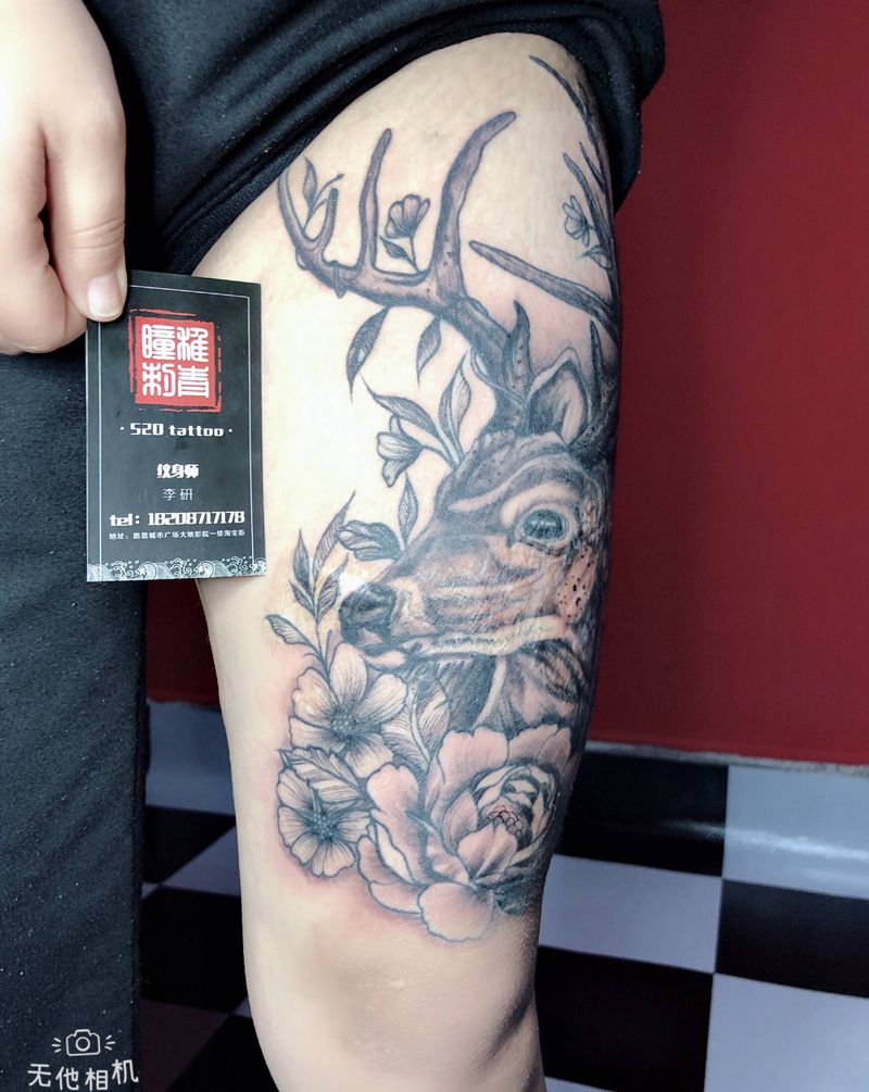 遮盖疤痕纹身图片_腿部纹身图案