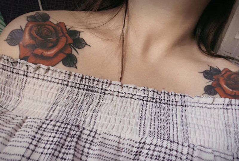 肩花买家秀纹身图片_肩部纹身图案