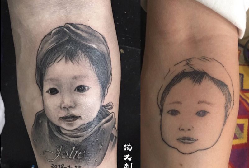 遮盖修改纹身图片_手臂欧美写实纹身图案