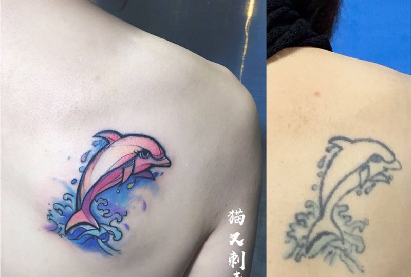 旧图修改纹身图片_背部水彩纹身图案