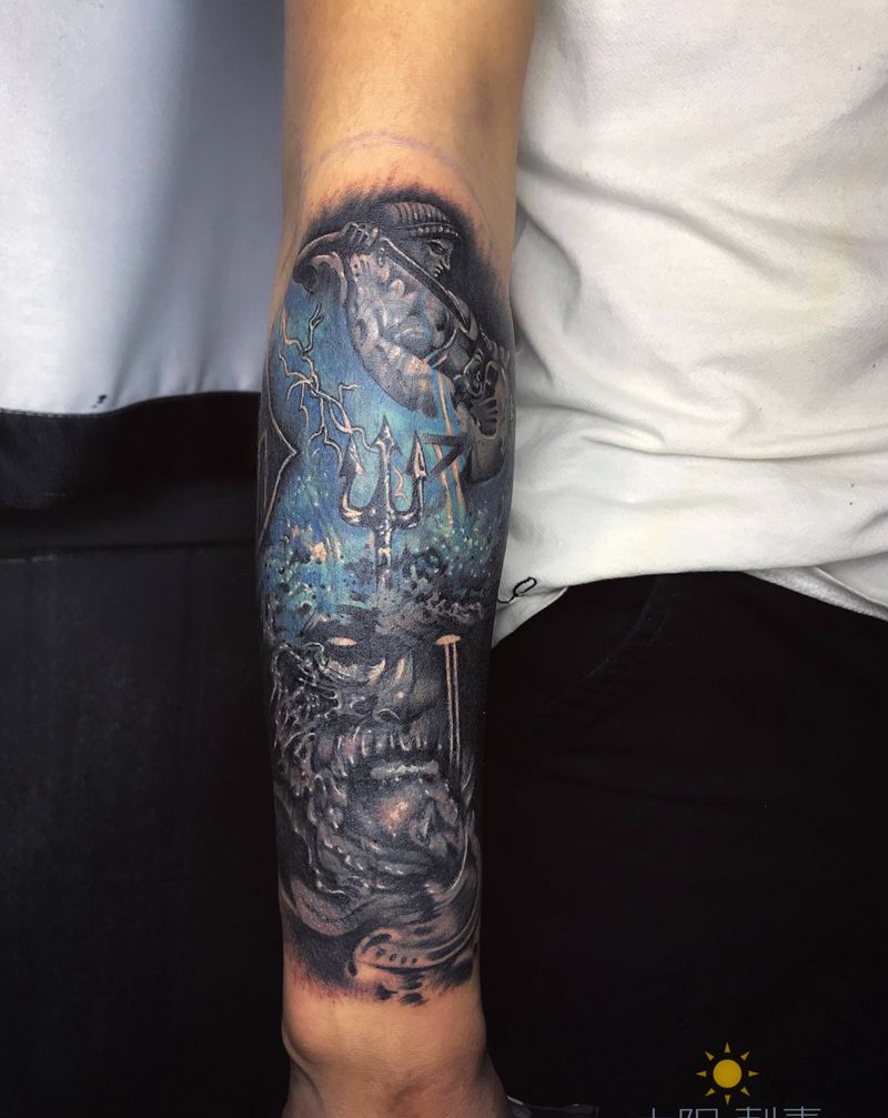 遮盖、海王纹身图片_手臂纹身图案