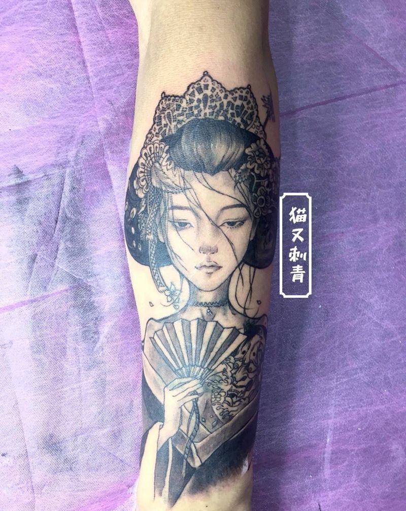艺妓，手稿图纹身图片