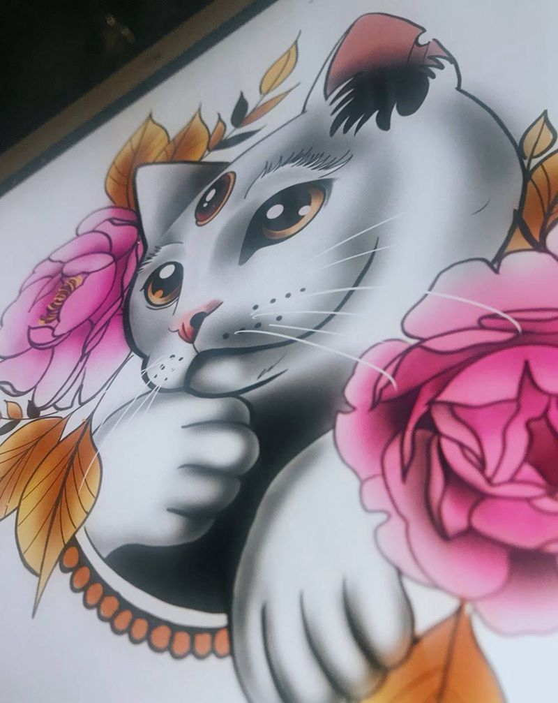 可人家自己的小猫纹身图片