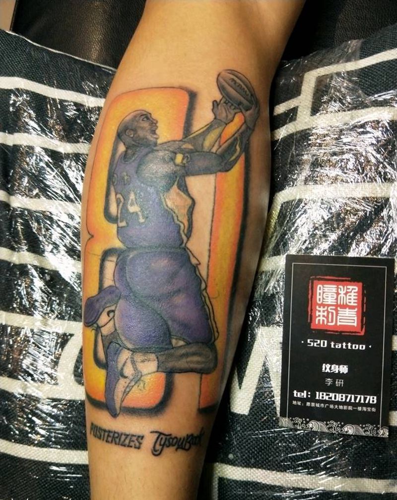 科比纹身图片_腿部脚部欧美人物成品纹身图案