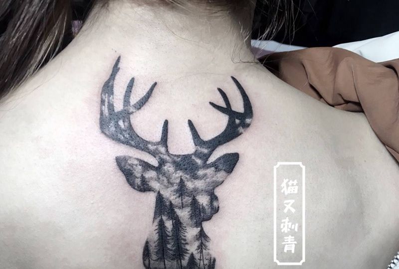 森系鹿纹身图片