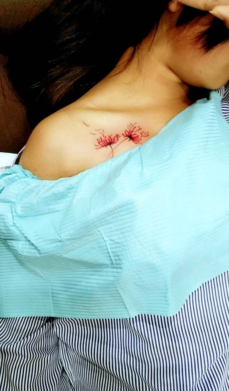 彼岸花纹身图片_传统植物成品纹身图案