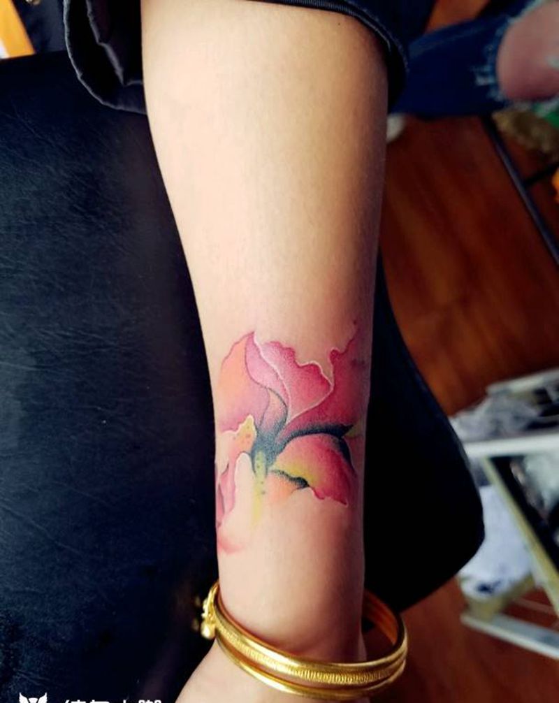 彩色罂粟纹身图片