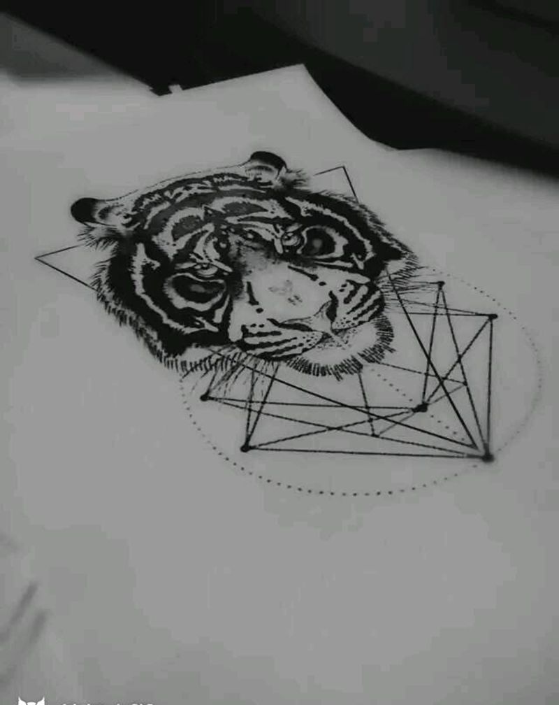 原创点刺老虎纹身图片
