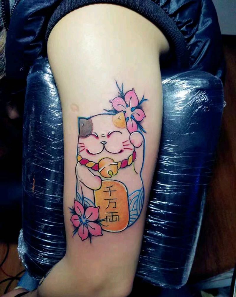 招财猫纹身图片