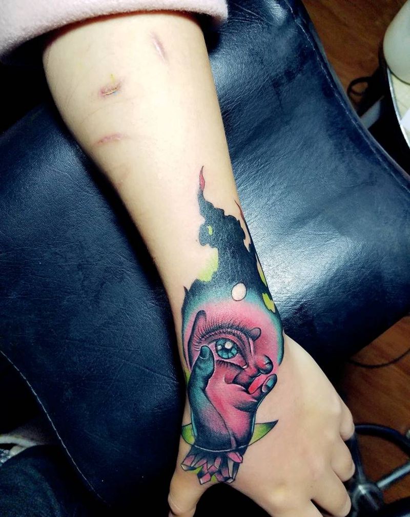 手背手掌手心眼纹身图片