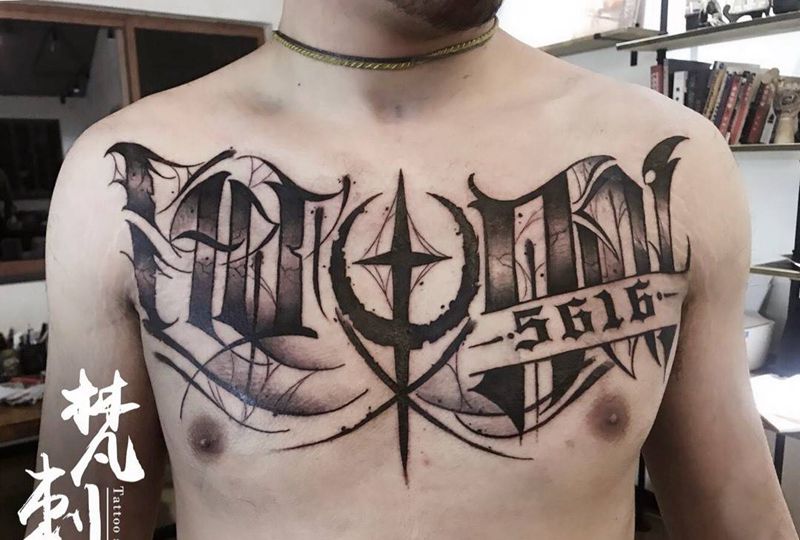 奇卡诺大花胸纹身图片