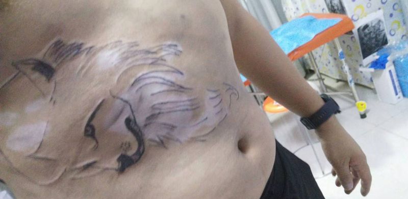 遮盖，到工作室喝珍茗金水免费纹身图片_腹部纹身图案