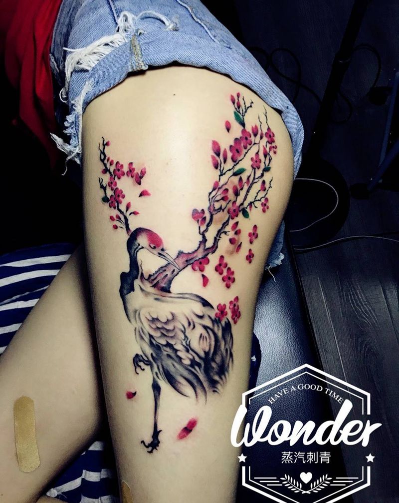 仙鹤纹身图片