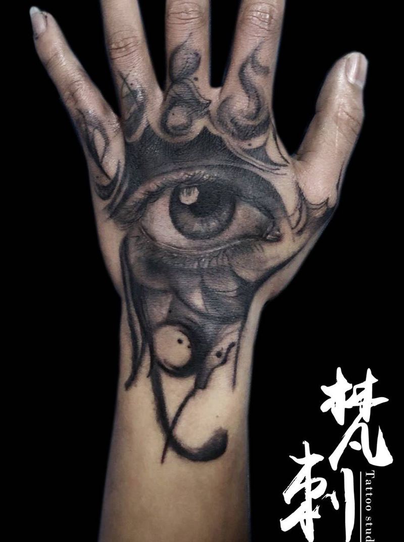 眼纹身图片_手部纹身图案