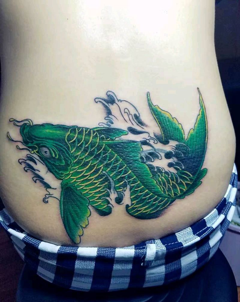 鲤鱼遮盖纹身图片