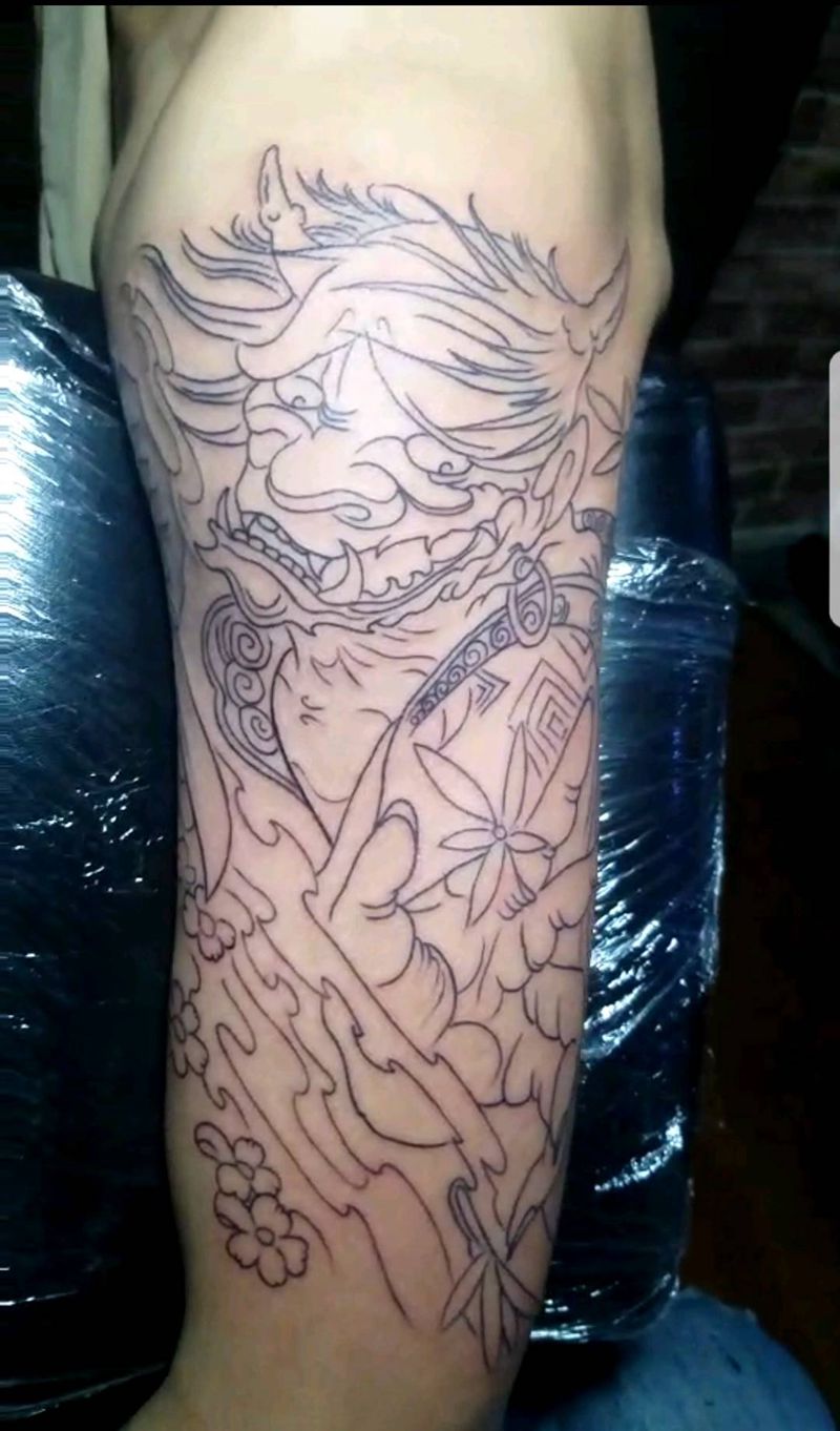 线条完纹身图片