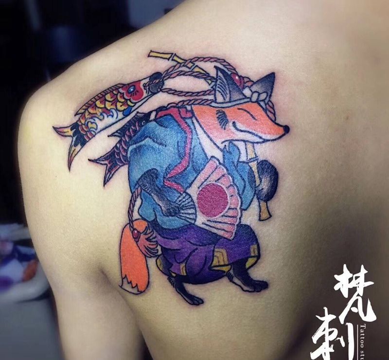 日式小狐狸纹身图片